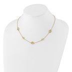 14K Polished and Filigree Diamond Shape with 1in. ext. Necklace - Image 4