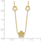 Leslie's 14K Polished and Filigree Flower Stations with 1in. ext. Necklace - Image 5
