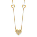 Leslie's 14K Polished and Filigree Heart Stations with 1in. ext. Necklace