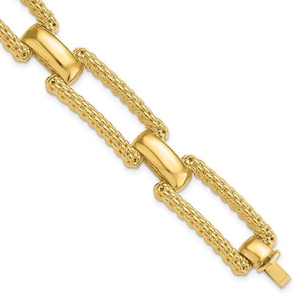 Leslie's 14K Polished and Textured Fancy Bracelet