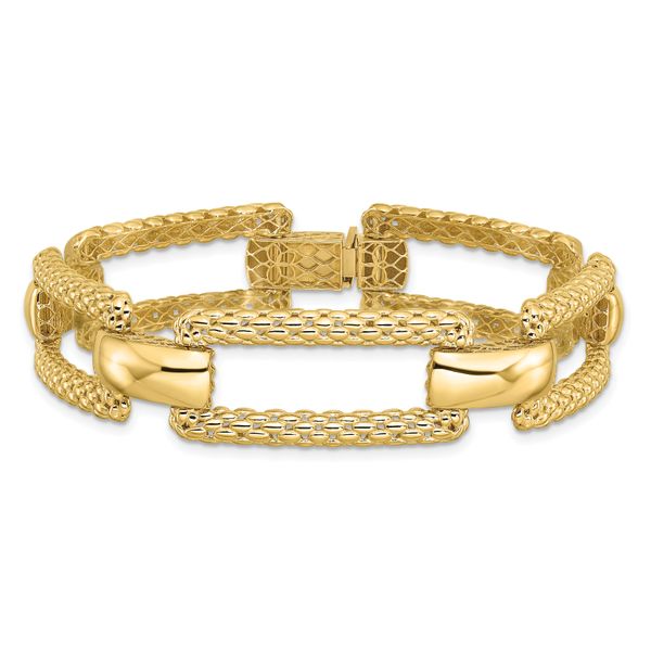 Leslie's 14K Polished and Textured Fancy Bracelet - Image 3
