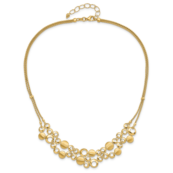 Leslie's 14K Polished and Satin Circles with 2in. ext Necklace - Image 3