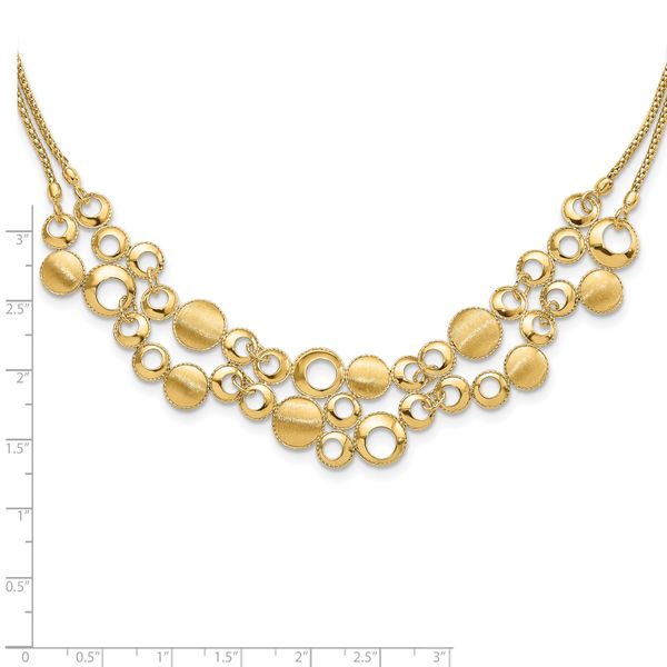 Leslie's 14K Polished and Satin Circles with 2in. ext Necklace - Image 4