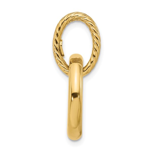 14K Polished and Textured Circle Pendant - Image 2