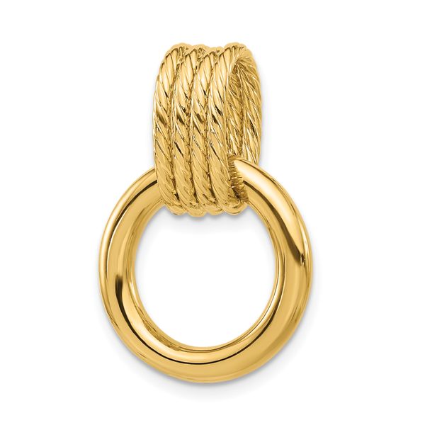 14K Polished and Textured Circle Pendant - Image 3