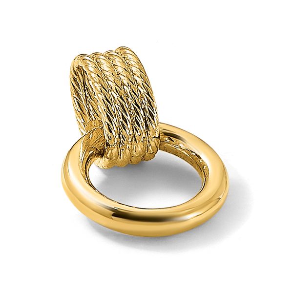 14K Polished and Textured Circle Pendant - Image 5