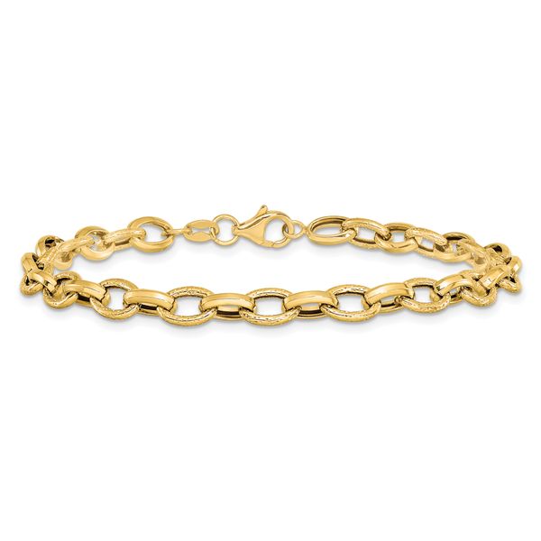Leslie's 14K Polished and Textured Fancy Link Bracelet - Image 3