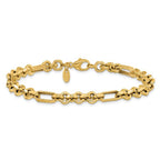 14K Polished and Textured Fancy Link Bracelet - Image 3