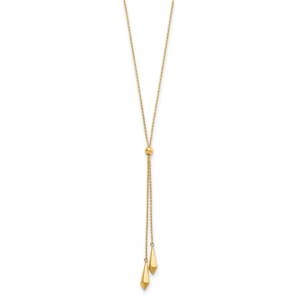 14K Polished Adjustable Y Drop Necklace - Image 2