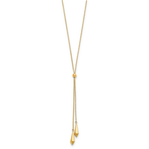 14K Polished Adjustable Y Drop Necklace - Image 2