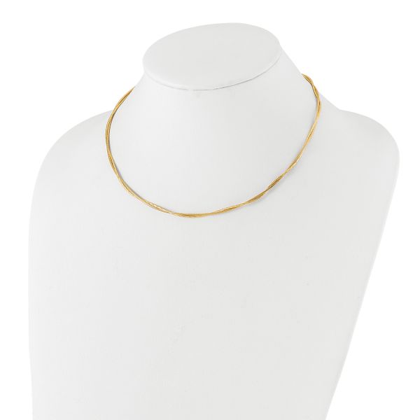 Leslie's 14K Polished and Diamond-Cut Twisted 2-Strand Neckwire Necklace - Image 2