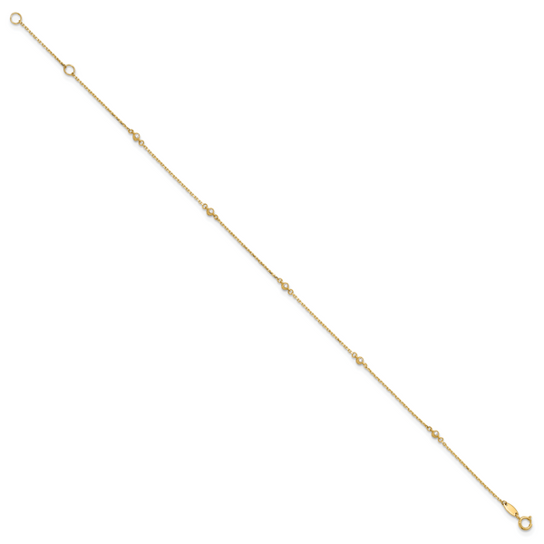 Leslie's 14K Polished CZ Station 9in Plus 1in. ext. Anklet - Image 2
