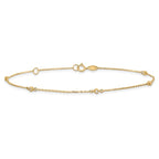 Leslie's 14K Polished CZ Station 9in Plus 1in. ext. Anklet - Image 3