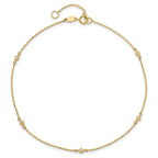 Leslie's 14K Polished CZ Station 9in Plus 1in. ext. Anklet - Image 4