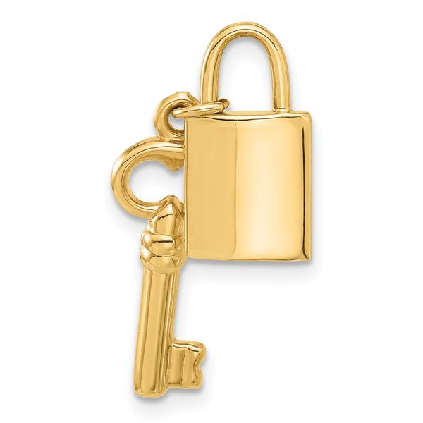 Leslie's 14K Polished Lock and Key Pendant - Image 3