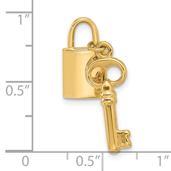Leslie's 14K Polished Lock and Key Pendant - Image 4