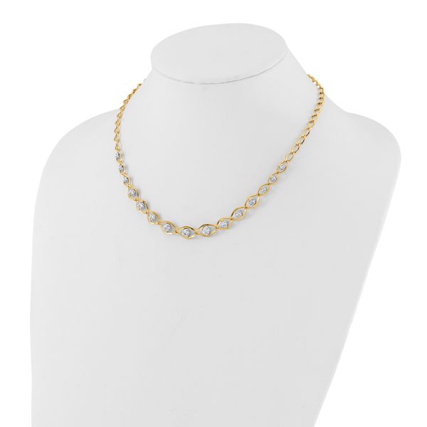 Leslie's 14K Two-tone Polished with Diamond-cut Beads Fancy Necklace - Image 2