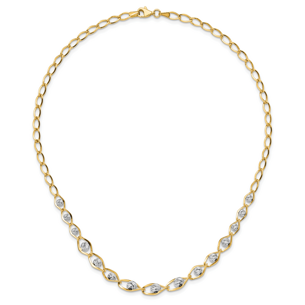 Leslie's 14K Two-tone Polished with Diamond-cut Beads Fancy Necklace - Image 3