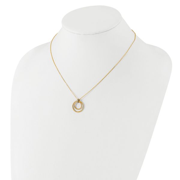 14K Two-tone Polished CZ Circles Necklace - Image 3