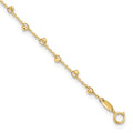 Leslie's 14K Polished and Diamond-cut Beads 9in Plus 1in ext. Anklet