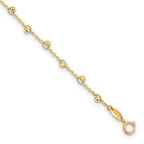 Leslie's 14K Polished and Diamond-cut Beads 9in Plus 1in ext. Anklet