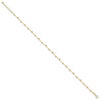 Leslie's 14K Polished and Diamond-cut Beads 9in Plus 1in ext. Anklet - Image 2
