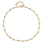 Leslie's 14K Polished and Diamond-cut Beads 9in Plus 1in ext. Anklet - Image 4
