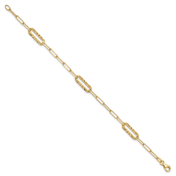 Leslie's 14K Polished and Textured Fancy Link Bracelet - Image 2