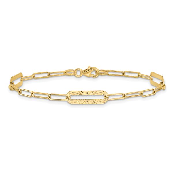 Leslie's 14K Polished and Textured Fancy Link Bracelet - Image 3