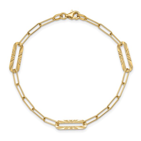 Leslie's 14K Polished and Textured Fancy Link Bracelet - Image 4