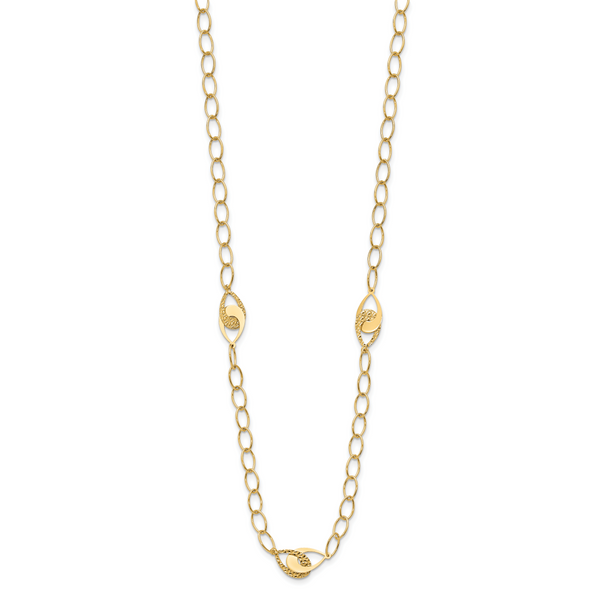 14K Polished and Diamond-cut Fancy Link with 1in ext. Necklace - Image 2