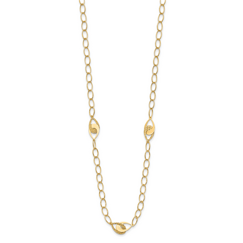 14K Polished and Diamond-cut Fancy Link with 1in ext. Necklace - Image 2