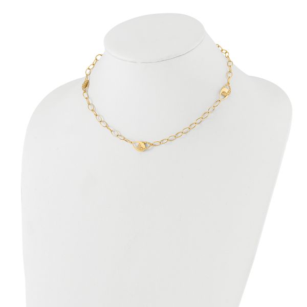 14K Polished and Diamond-cut Fancy Link with 1in ext. Necklace - Image 3