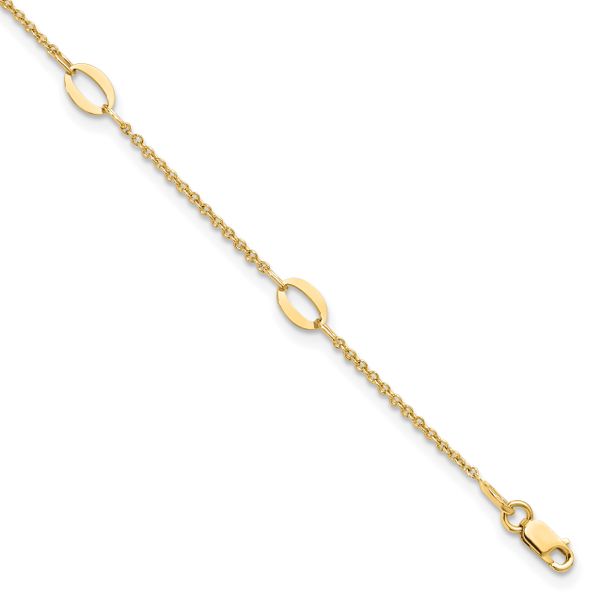 Leslie's 14K Polished Oval Links 9in Plus 1in ext. Anklet