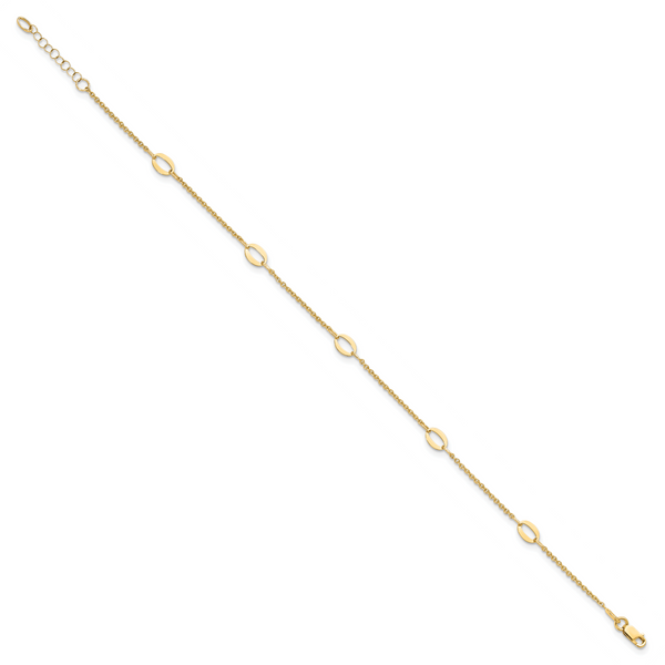 Leslie's 14K Polished Oval Links 9in Plus 1in ext. Anklet - Image 2