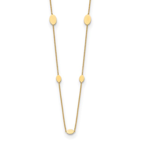 Leslie's 14K Polished Oval Discs Station with 1in ext. Necklace