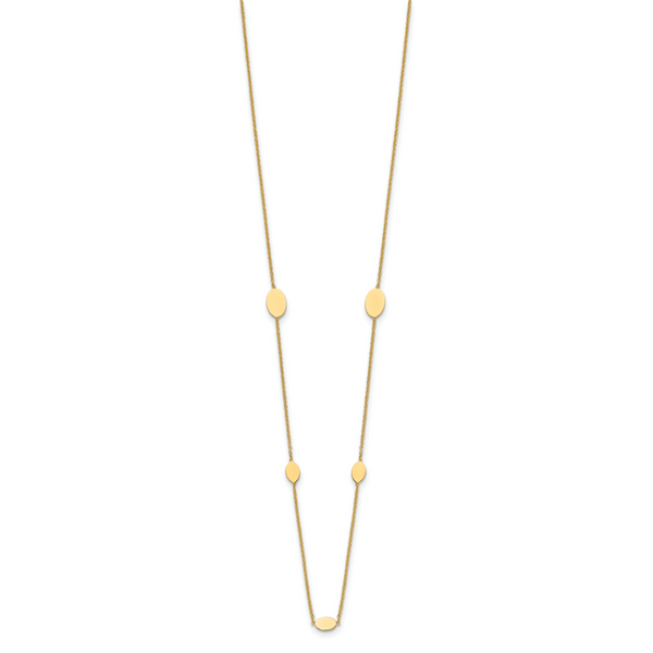 Leslie's 14K Polished Oval Discs Station with 1in ext. Necklace - Image 2
