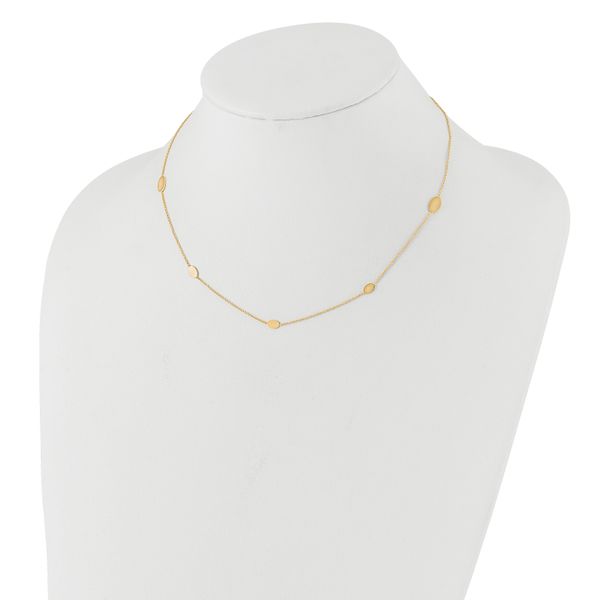 Leslie's 14K Polished Oval Discs Station with 1in ext. Necklace - Image 3