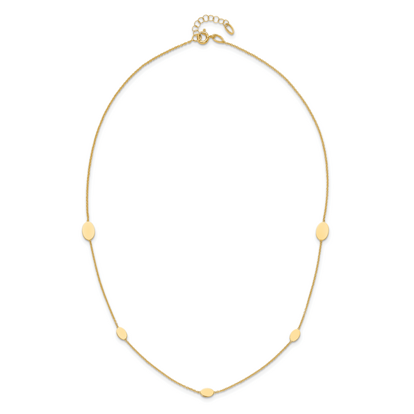 Leslie's 14K Polished Oval Discs Station with 1in ext. Necklace - Image 4