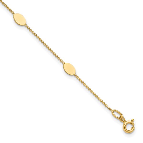 Leslie's 14K Polished Oval Discs Station Bracelet