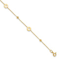14K Polished and D/C Beads 9in Plus 1in ext. Anklet