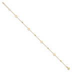 14K Polished and D/C Beads 9in Plus 1in ext. Anklet - Image 2