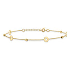 14K Polished and D/C Beads 9in Plus 1in ext. Anklet - Image 3