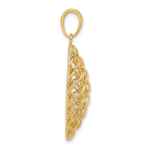 14K Two-tone Polished and Dia-cut Pendant - Image 2