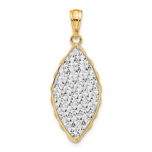 14K Two-tone Polished and Dia-cut Pendant - Image 3