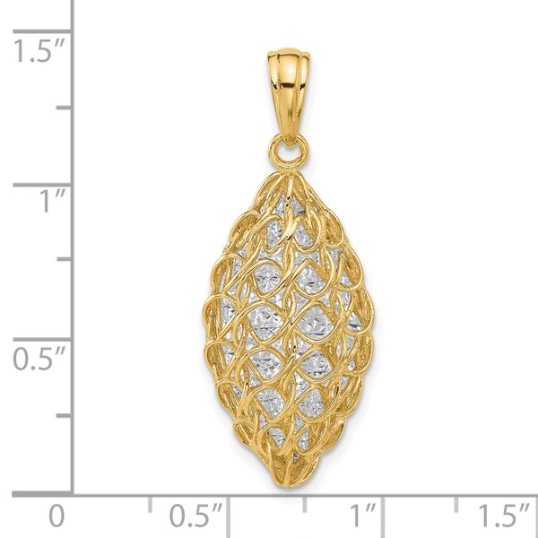 14K Two-tone Polished and Dia-cut Pendant - Image 4