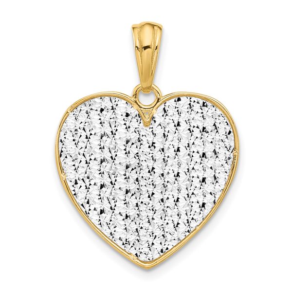 Leslie's 14K Two-tone Polished and Dia-cut Heart Pendant - Image 3