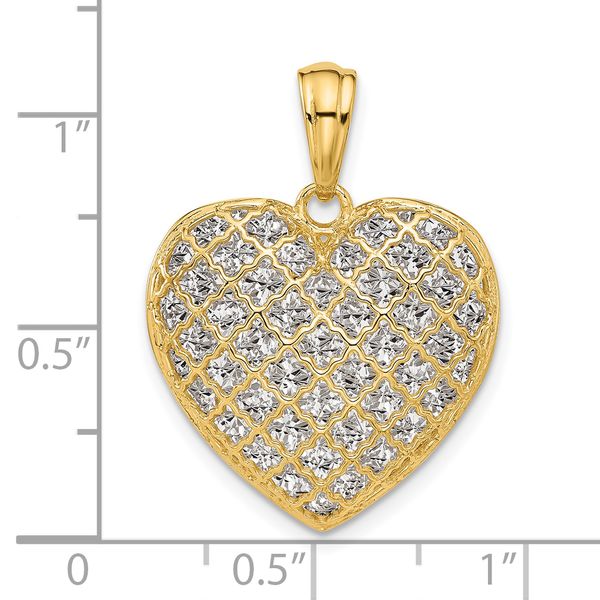 Leslie's 14K Two-tone Polished and Dia-cut Heart Pendant - Image 4