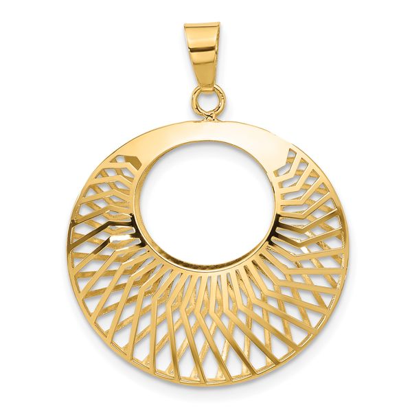 14K Polished Hollow Fancy Pendant - Image 3