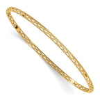 14K Polished and Textured Slip-on Bangle